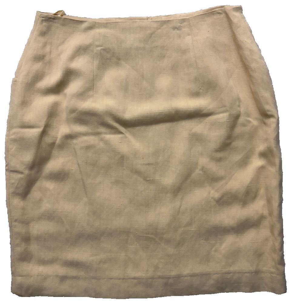 Linen Blend Skirt Suit Size10 Butter Yellow Cargo Safari Fisherman Blazer Jacket - Picture 8 of 13
